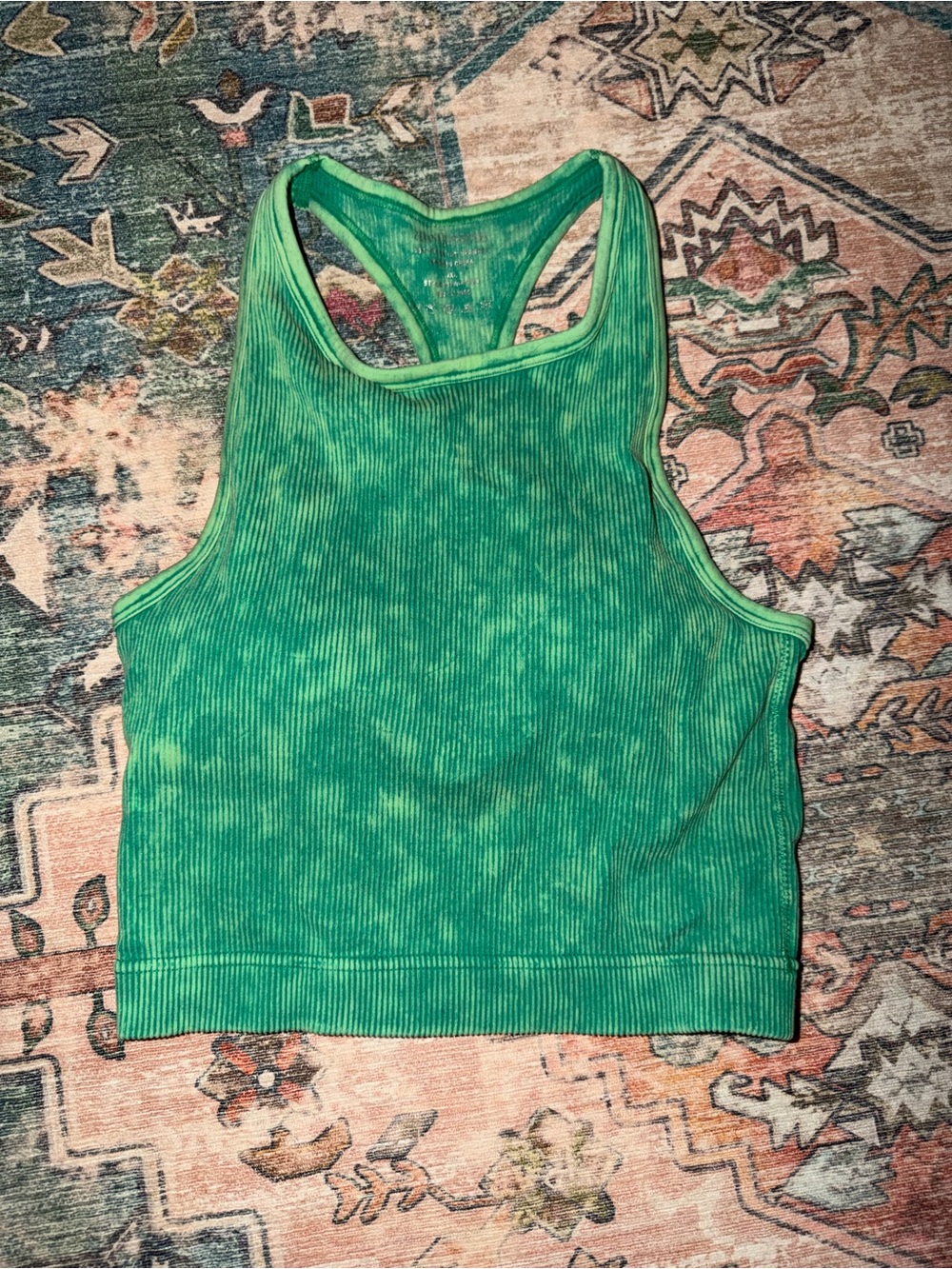 Zenana Outfitters Green Ribbed Racerback Tank Top